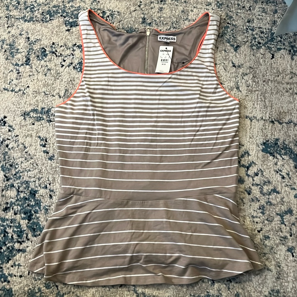 Peplum Tank w zipper. Express NWT